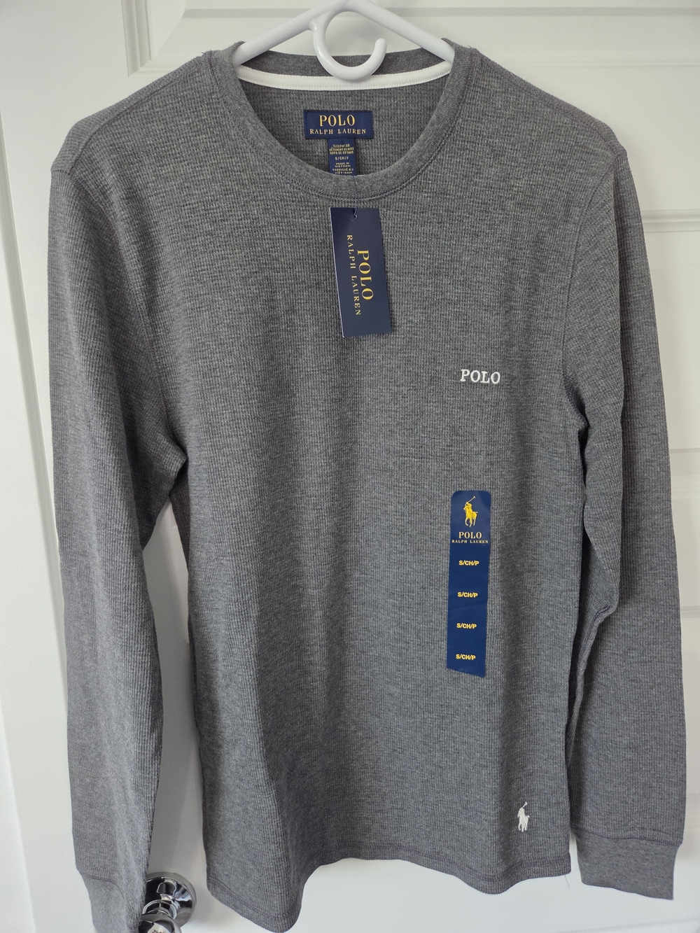 Polo Ralph Lauren Gray Waffle Long Sleeve Shirt Size Small NWT Retail $49